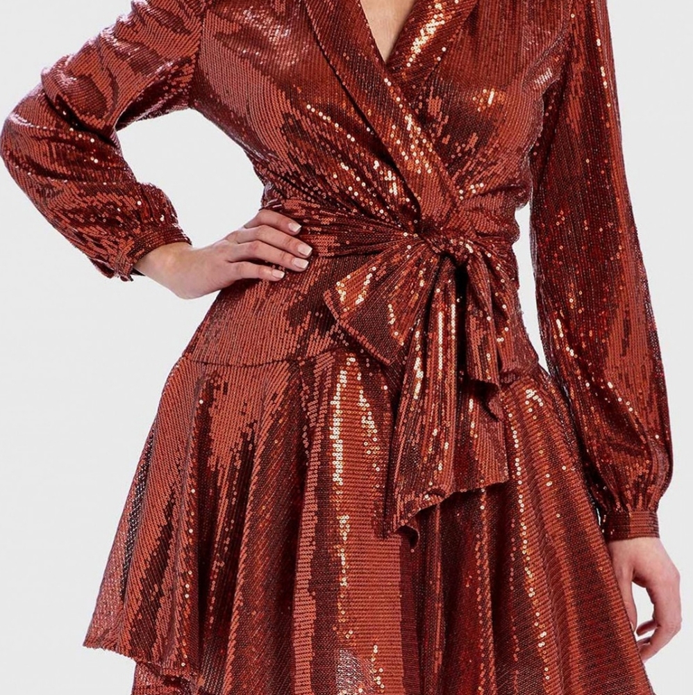 Forever Unique champagne pink wrap dress (never worn) US sz 4